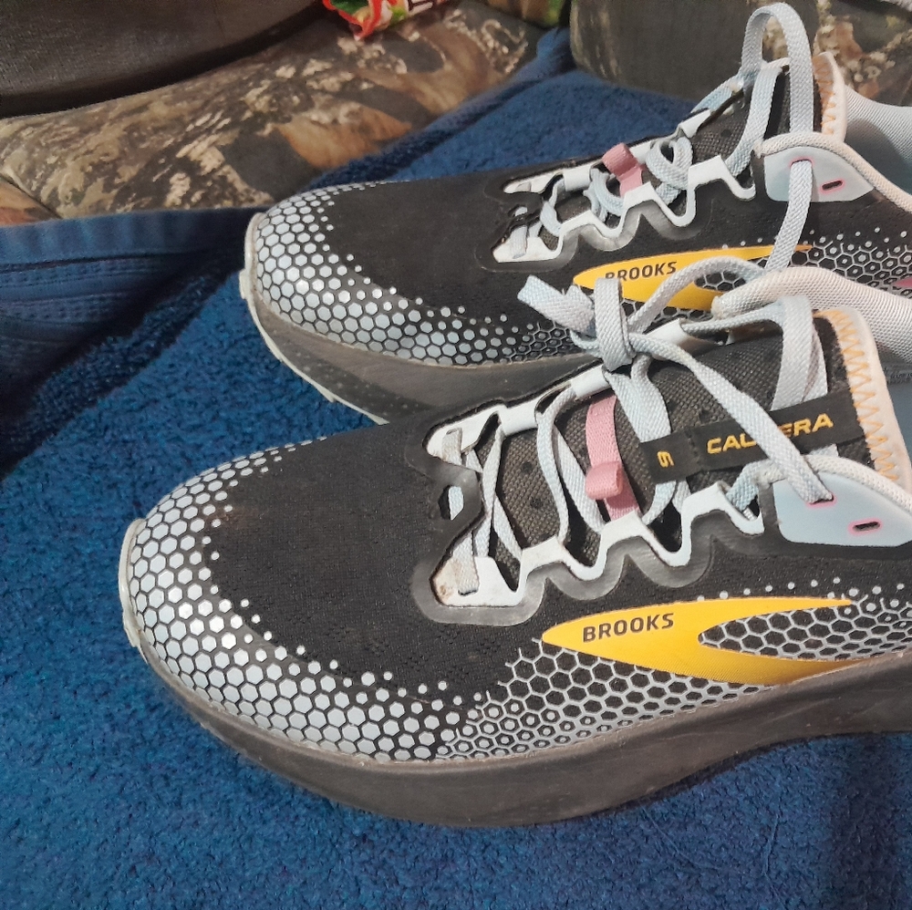 Brooks Women's Caldera Athletic Shoes - Black, Yellow, and Pink